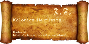 Kolonics Henrietta névjegykártya